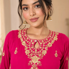 Women Ethnic Motifs Embroidered Regular Kurta with Palazzos & With Dupatta