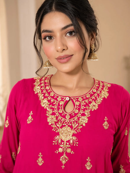 Women Ethnic Motifs Embroidered Regular Kurta with Palazzos & With Dupatta