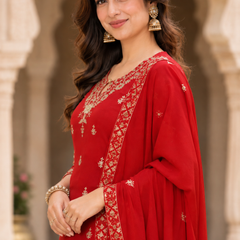 Women Ethnic Motifs Embroidered Regular Gotta Patti Kurta with Trousers & With Dupatta