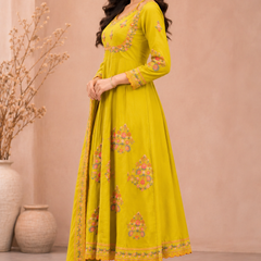 Women green   Embroidered Kurta Set with Palazzo Pants & Matching Dupatta – Traditional Festive Ethnic Wear