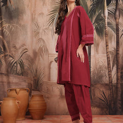 Royal Maroon Cotton Kurta with Dhoti Set
