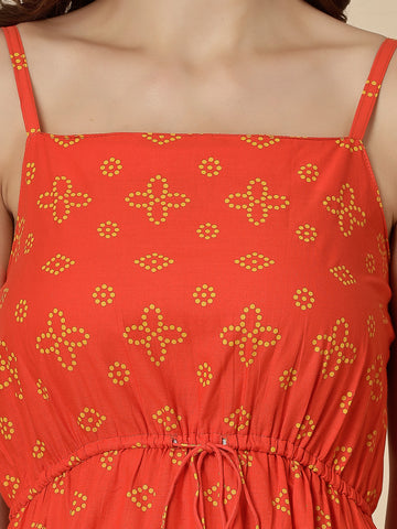 RAMA'S Women Red Color Bandhani Print Dress