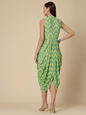 Women Green Color Printed Jumpsuit