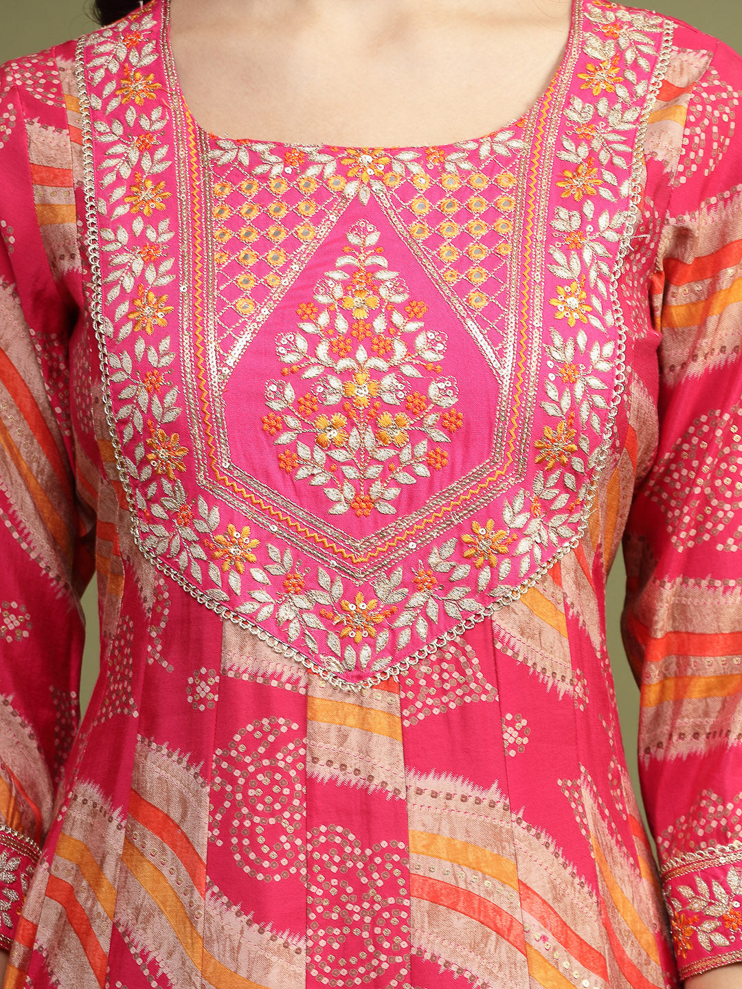 Women Pink Embroidery Anarkali Kurta