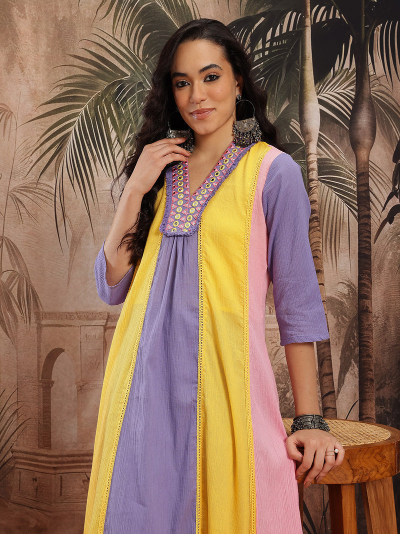 Azure Charm Embroidered Cotton Kurta Trouser Set