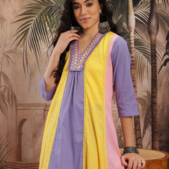 Azure Charm Embroidered Cotton Kurta Trouser Set