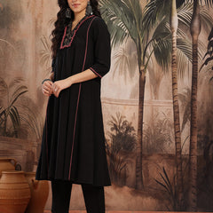 Noir Grace Embroidered Cotton Kurta Trouser Set