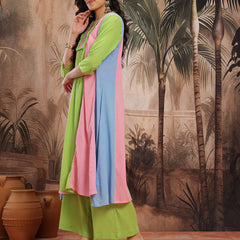 Verdant Elegance Embroidered Cotton Kurta Trouser Set