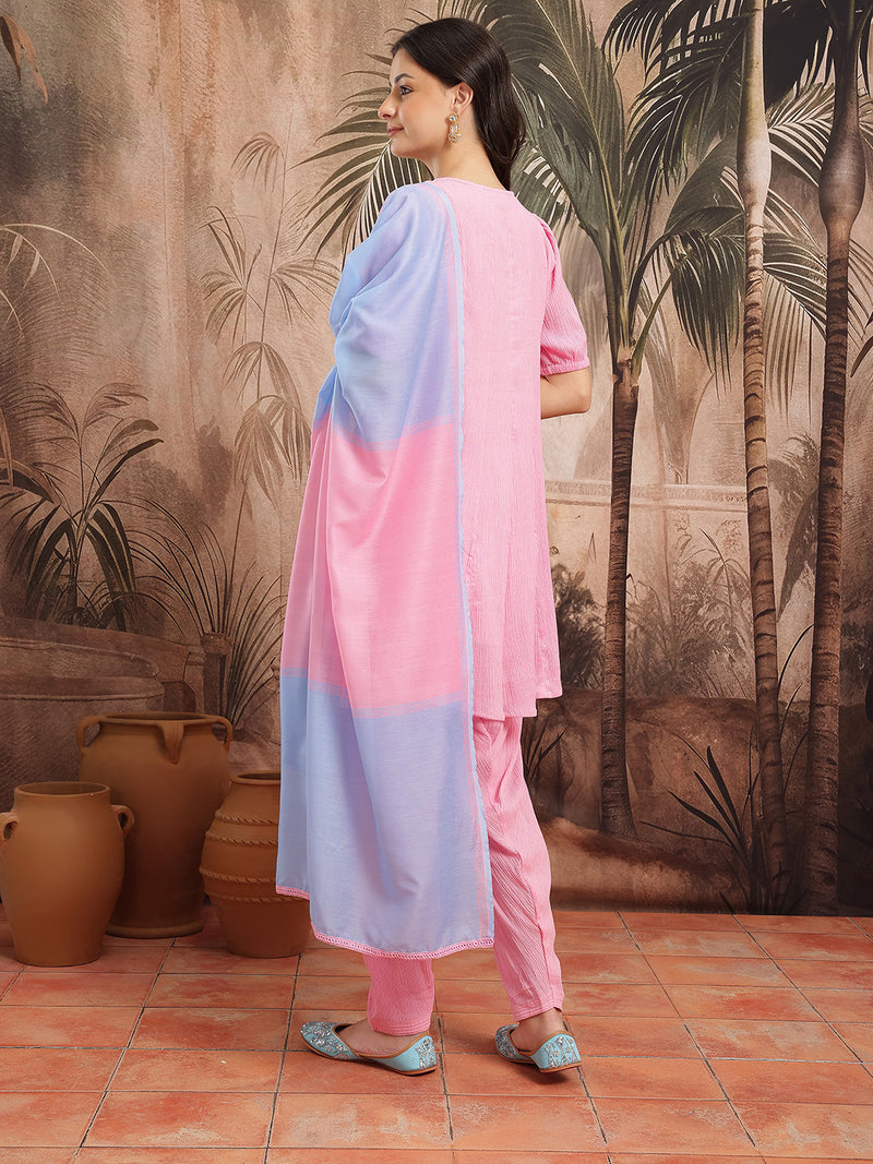Blush Royale Embroidered Cotton Kurta Dhoti Set