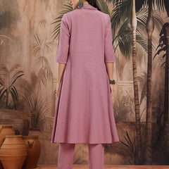 Mauve Muse Embroidered Cotton Kurta Trouser Set