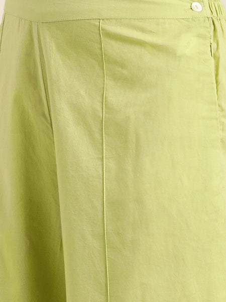 Women green embroidered kurta palazzo set
