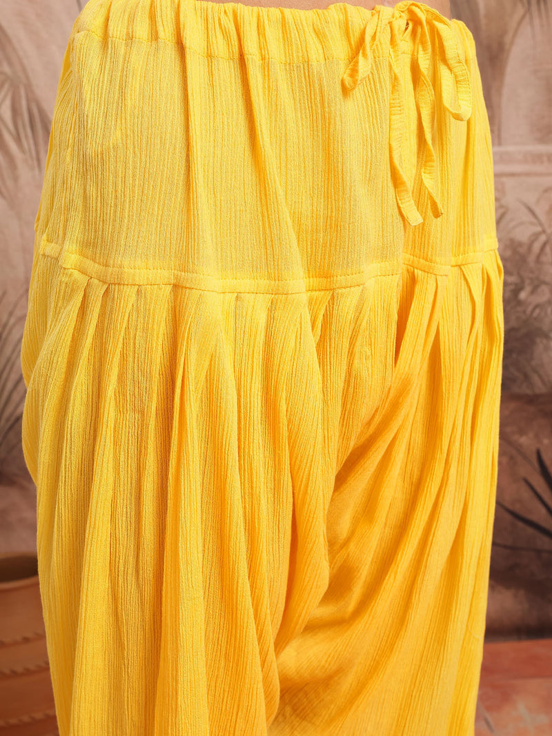 Sunlit Grace Embroidered Cotton Kurta Dhoti Set