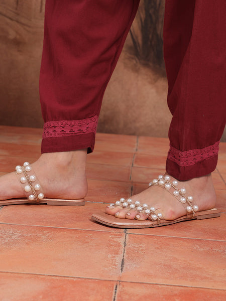 Royal Maroon Cotton Kurta with Dhoti Set