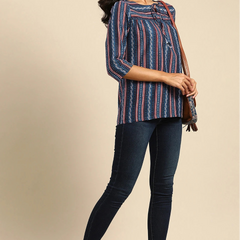 Side view indigo top women
