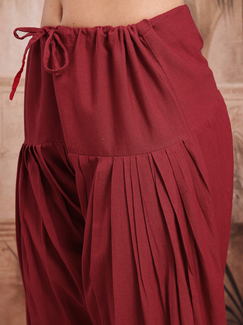 Royal Maroon Cotton Kurta with Dhoti Set