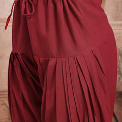 Royal Maroon Cotton Kurta with Dhoti Set