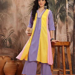 Azure Charm Embroidered Cotton Kurta Trouser Set