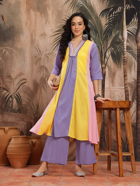 Azure Charm Embroidered Cotton Kurta Trouser Set