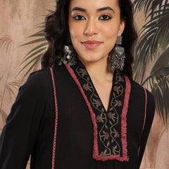 Noir Grace Embroidered Cotton Kurta Trouser Set
