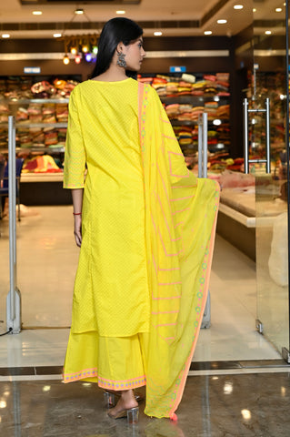 RAMA's Straight fit Yellow Color Embroidery kurta Set With Dupatta