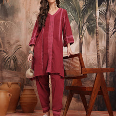 Royal Maroon Cotton Kurta with Dhoti Set