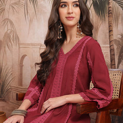 Royal Maroon Cotton Kurta with Dhoti Set