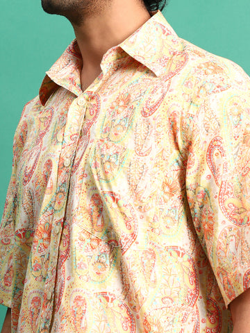 Men's Multi Color Printed Short Sleeve Shirt