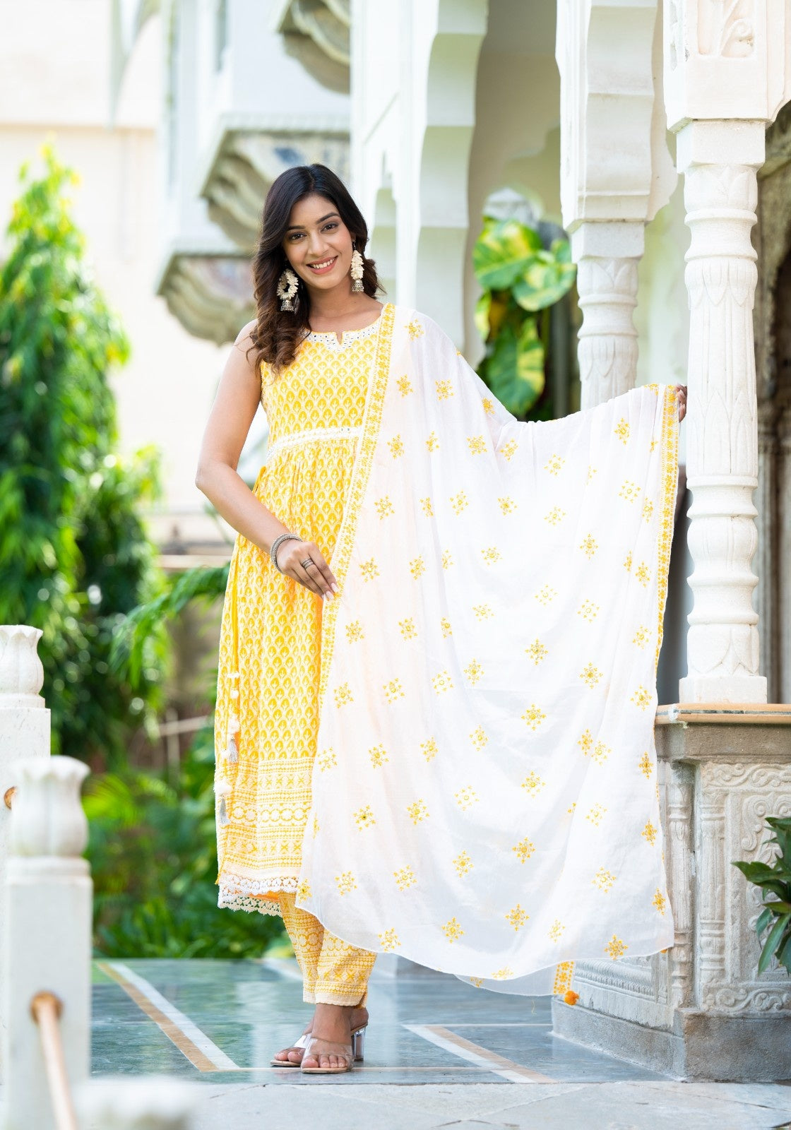 Women Yellow Color Embroidery Kurta Pant And Dupatta Set