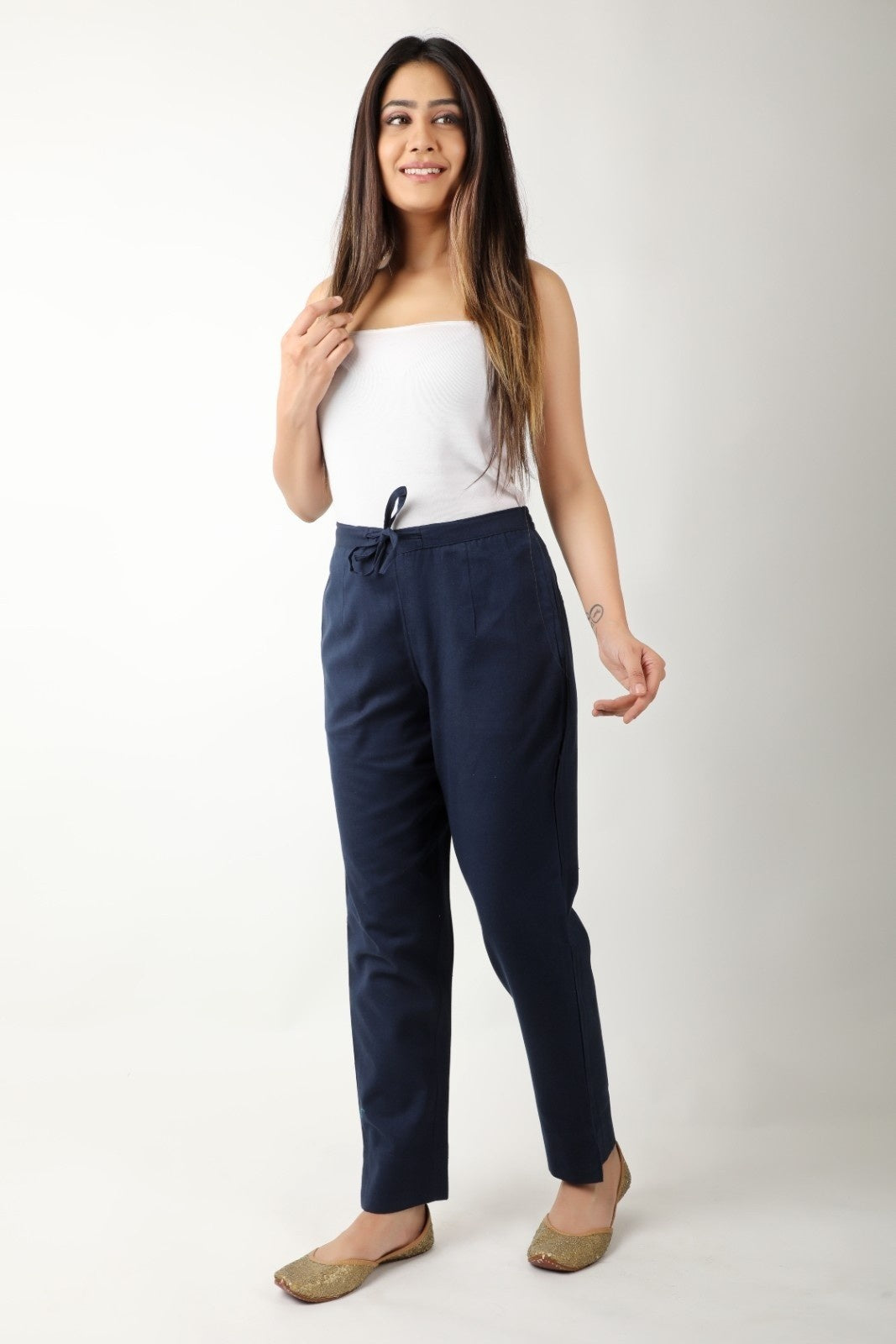 Buy Women Navy Blue Trousers online in India- Akshalifestyle